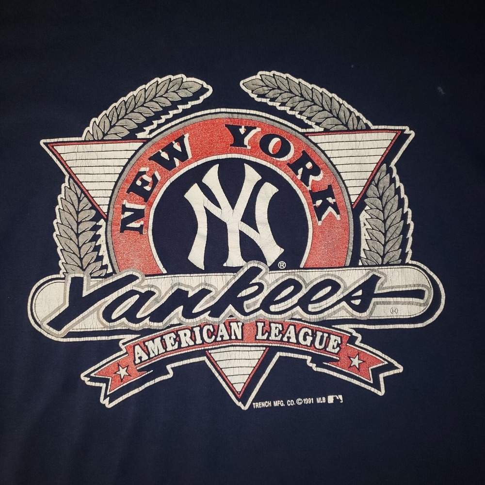 Vintage 90s New York Yankees T Shirt Adult XL Short Sleeve Trench 1991 Baseball